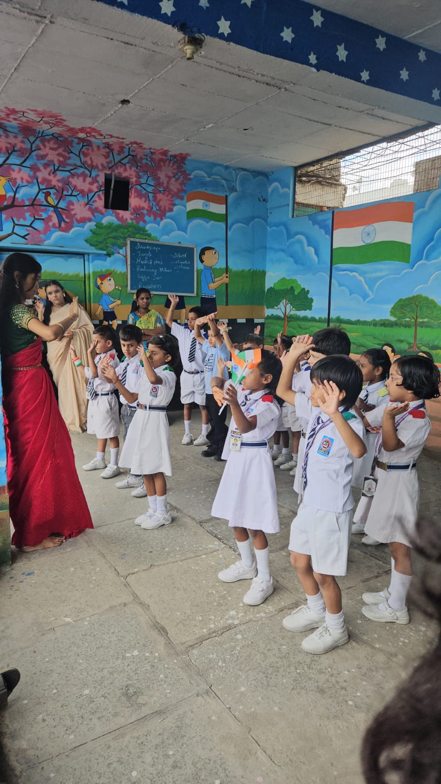 Students participating in a music activity